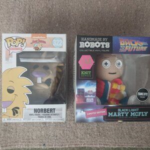 Back to Future Blacklight Marty McFly #148+ Funko Pop! Norbert Angry Beaver #322